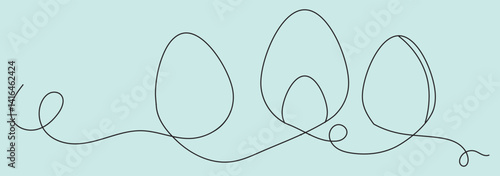 Easter bunny rabbit with Liner egg one continuous line vector illustration isolated on transparent background. Funny spring holiday symbol, Easter egg hunt concept.