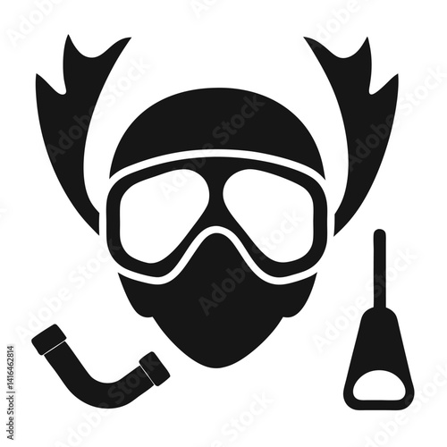 snorkel and flippers swimming silhouette