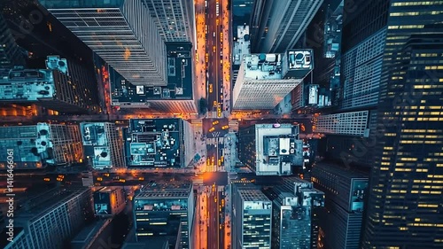 Aerial View of Crossroads at Night
