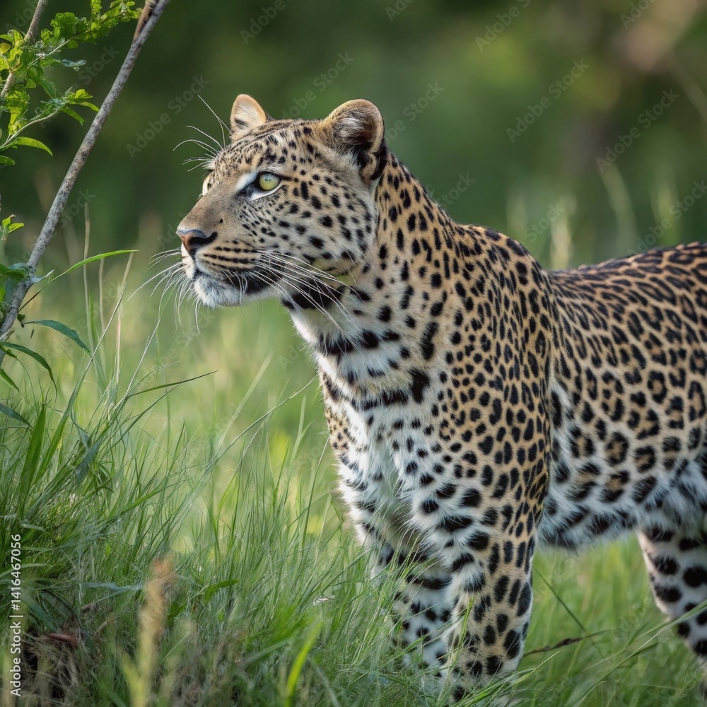 Leopard hunting in the forest Leopard hunting in the forest