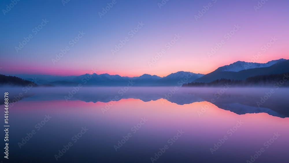 Obraz premium Mountain Lake Reflection at Dusk
