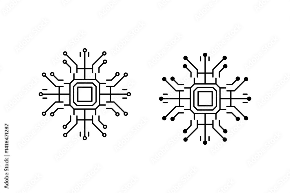 Fototapeta premium Artificial intelligence AI processor chip vector icon symbol. AI system icon illustration vector. stock vector. illustration. eps 10.