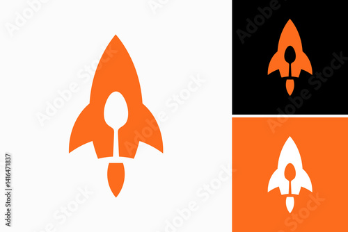 rocket spoon food logo design vector