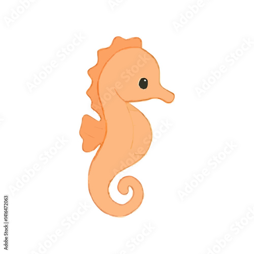 seahorse sticker icon cute sea creature vector illustration