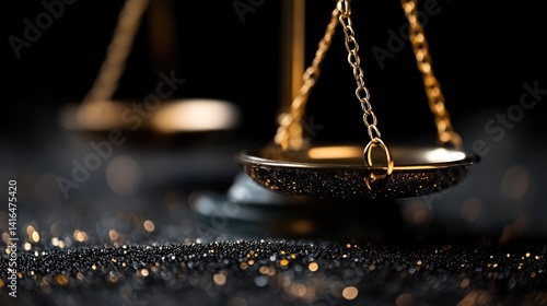 Golden scales of justice on a dark background