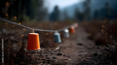 Wallpaper Mural A hidden trekking trail leading to a tribal festival with hanging lanterns Torontodigital.ca