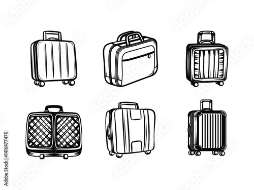 Luggage vector icons silhouette isolated on white background