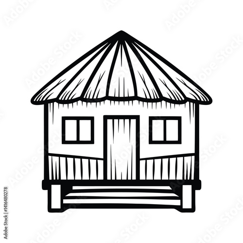 Beach cabin icon silhouette vector with white background