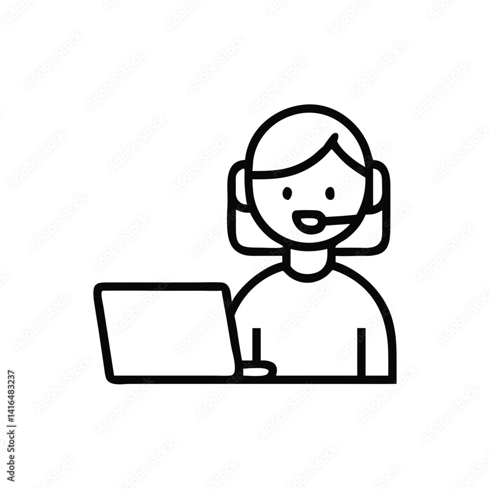 Virtual Assistant Icon for Customer Service Websites, Online Help Centers, Tech Support Materials and Digital Concierge Service Branding Virtual Assistant Icon for Customer Service Websites, Online Help Centers, Tech Support Materials and Digital Concierge Service Branding