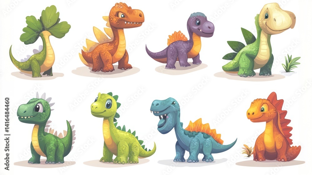 Obraz premium Cute cartoon dinosaurs (12)