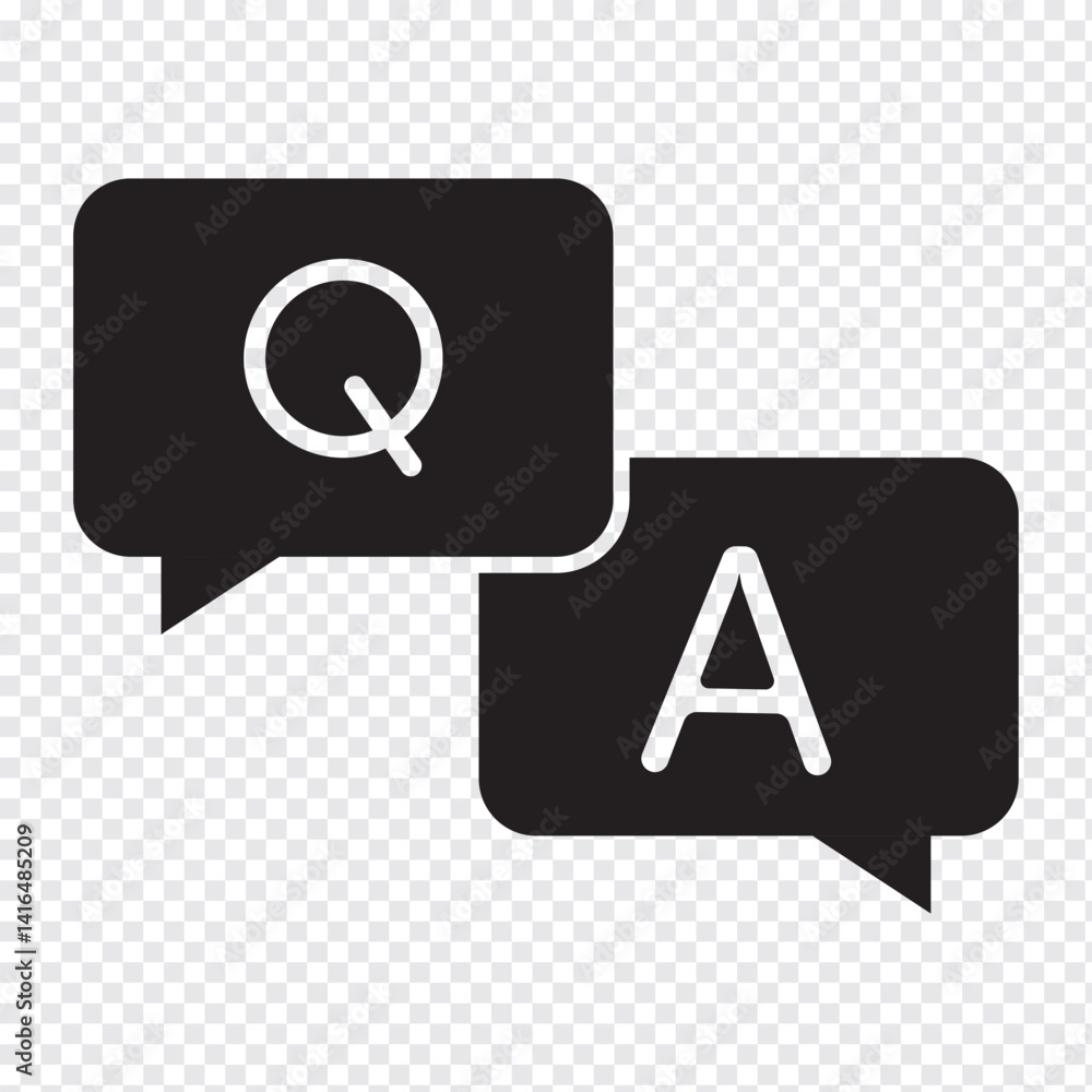 Questions and answers icon. Q and A Social Media symbol. Question Answer. Vector illustration isolated on white background. FAQ Q and A sign symbol. Questions and answers icon. Q and A Social Media symbol. Question Answer. Vector illustration isolated on white background. FAQ Q and A sign symbol.