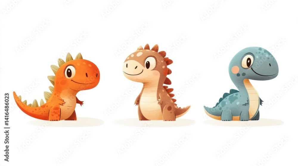 Fototapeta premium Cute cartoon dinosaurs (78)