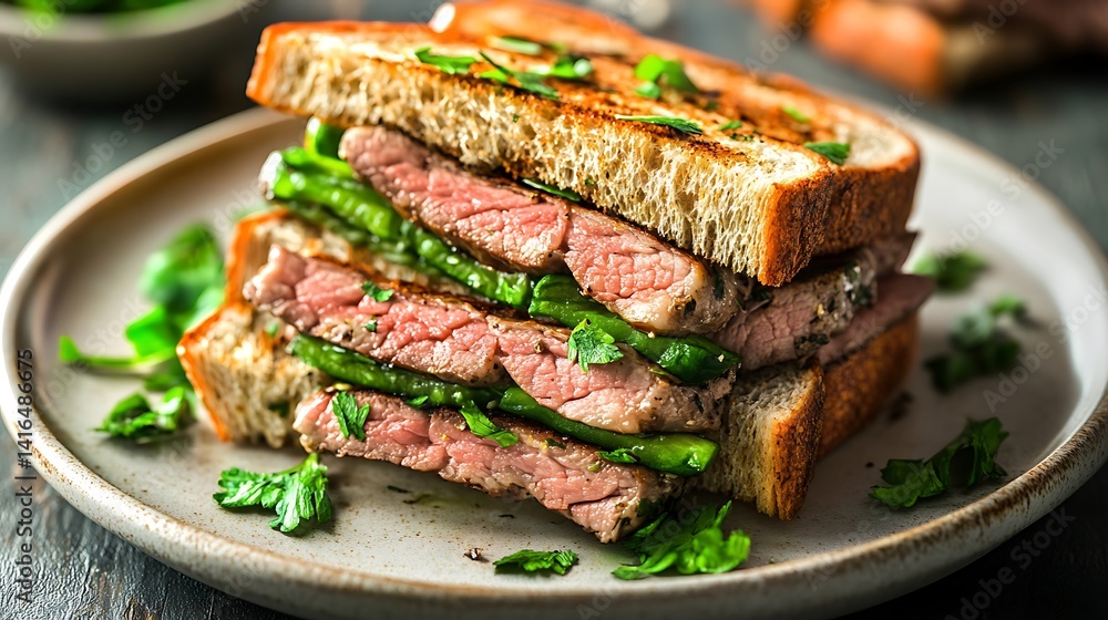Close-up of a halal meat sandwich with fresh vegetables, high resolution Close-up of a halal meat sandwich with fresh vegetables, high resolution