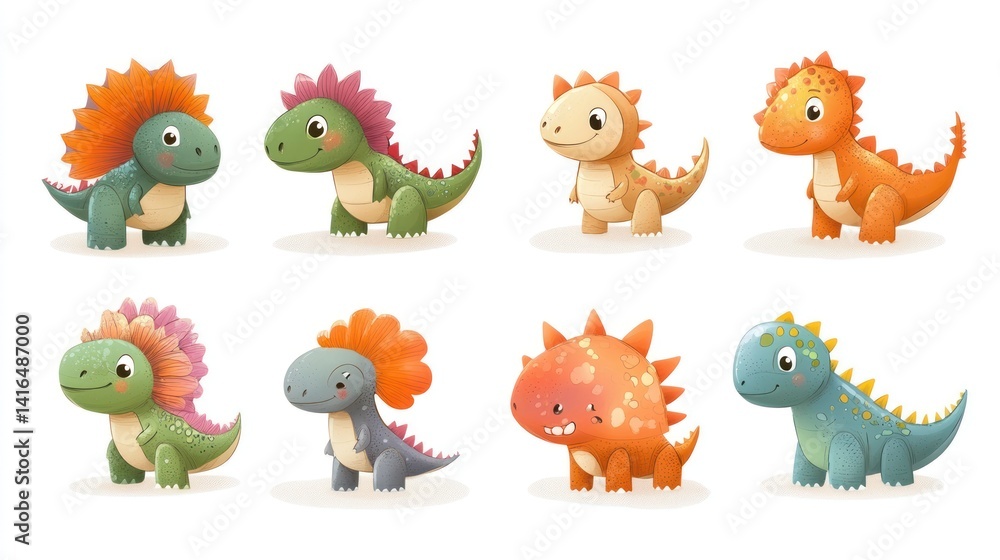 Naklejka premium Cute cartoon dinosaurs (127)