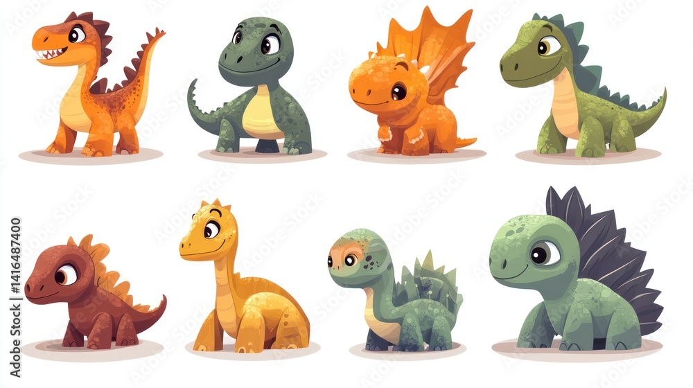 Naklejka premium Cute cartoon dinosaurs (155)