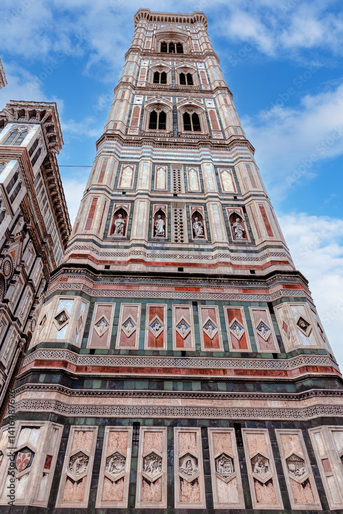 Giotto's Campanile (Italian: Campanile di Giotto) is the bell tower of the Cathedral (Duomo) in Florence. It stands separately from the Cathedral of Santa Maria del Fiore and the Baptistery.