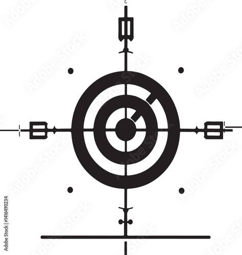 Bulls eye Shooting target icon vector silhouette design illustration