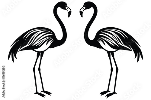 vector illustration of a flamingo silhouette Design