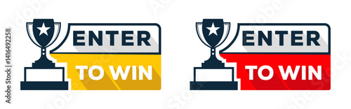 Enter to Win Trophy Banner Graphic Contest Promotion Badge Design