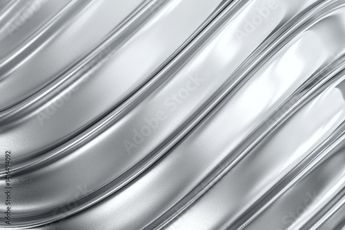 Obraz na płótnie Sleek silver metallic wave pattern with modern flowing curves and high gloss reflective surface forfuturistic aesthetic, 3d rendering w salonie