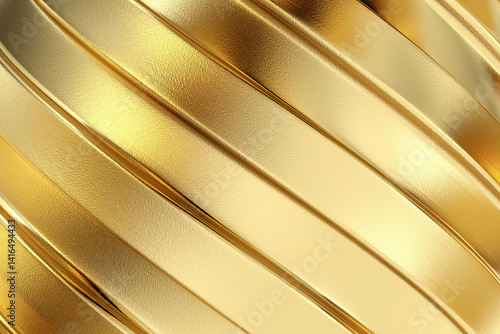 Obraz na płótnie Curved golden wave pattern with radiant highlights, creating soft and luxurious metallic surface with warm glow, 3d rendering w salonie