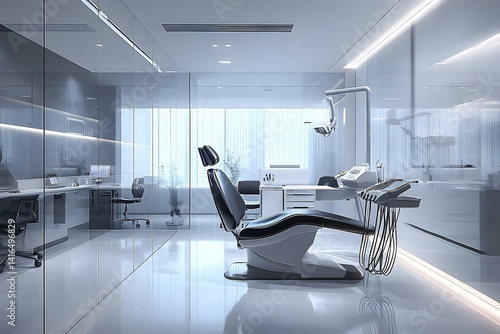 Modern dental office interior design featuring sleek, contemporary elements.