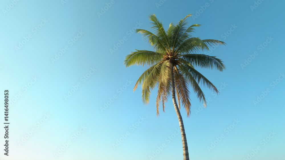 Obraz premium The image shows a tall palm tree standing in the middle of a field