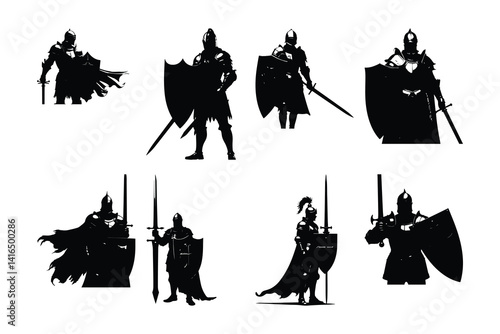 knight silhouettes set