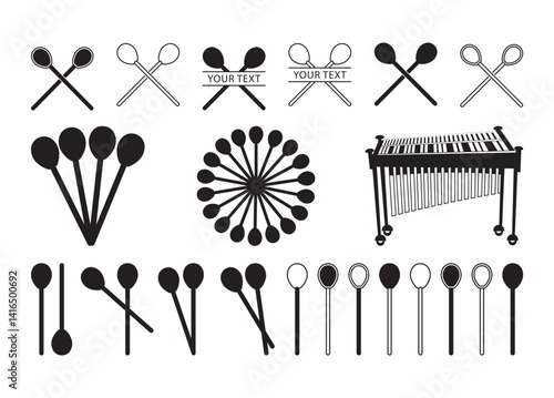 Marimba Mallets vector, Marimba Mallets clipart, Marimba Mallets silhouette
