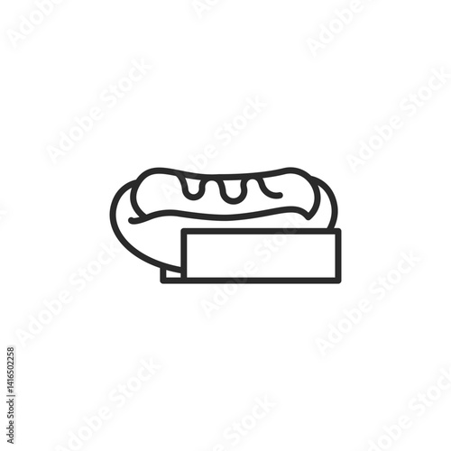 Hotdog in the box icon. An icon of fast food items like hotdog, commonly associated with unhealthy dietary choices. For use in health education. Vector illustration