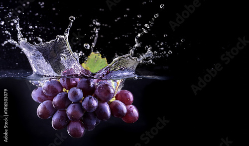 grapes in water splash
