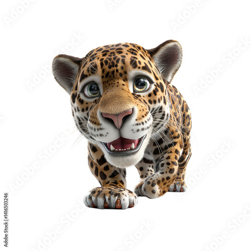 Adorable 3D Render of a Jaguar Cub Approaching the Camera
