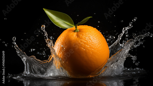 orange in water splash