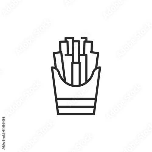 French Fries in the box icon. An icon of fast food french fries, commonly associated with unhealthy dietary choices. For use in health education. Vector illustration