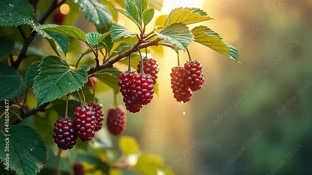 Fresh Ripe Raspberries on the Branch Fresh Ripe Raspberries on the Branch