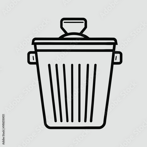 Flat Trash Bin Icon in Simple Monochrome Vector Style Isolated for Deletion and Cleanup UI Elements