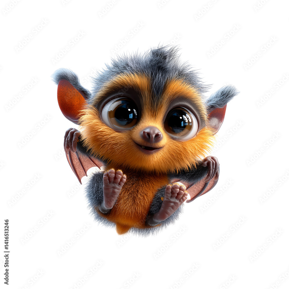 Adorable Baby Bat with Big Eyes Hanging Upside Down Adorable Baby Bat with Big Eyes Hanging Upside Down
