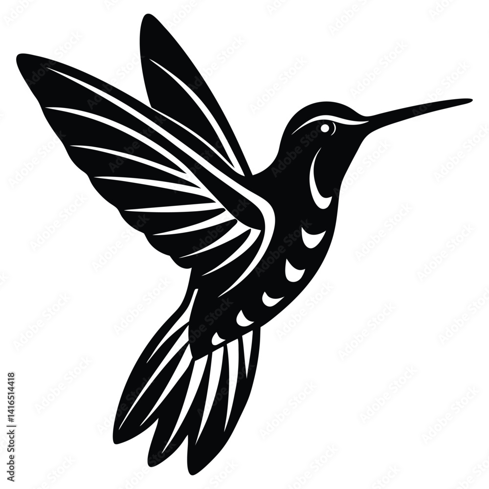 Obraz premium hummingbird bird silhouette Black Bird Wing Illustration