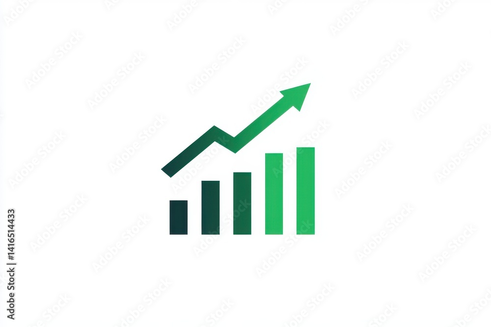 Minimal Green Bar Chart with Upward Arrow Icon. Simple Flat Design Symbolizing Business Growth, Financial Success, Increasing Profits, or Positive Market Trend. Minimal Green Bar Chart with Upward Arrow Icon. Simple Flat Design Symbolizing Business Growth, Financial Success, Increasing Profits, or Positive Market Trend.
