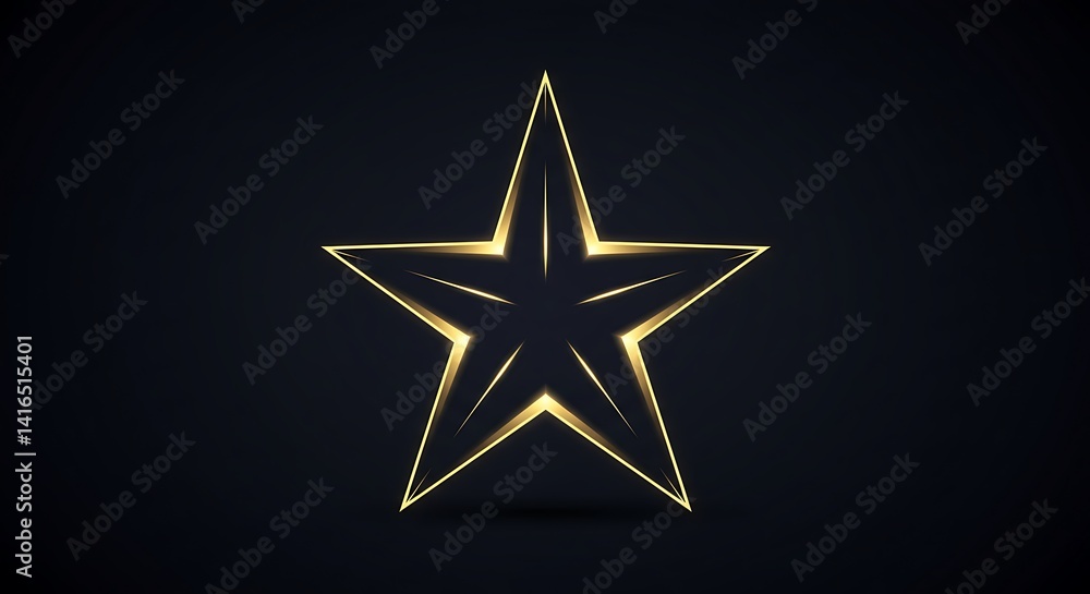 Fototapeta premium Golden Star Glowing in the Dark: Abstract Design