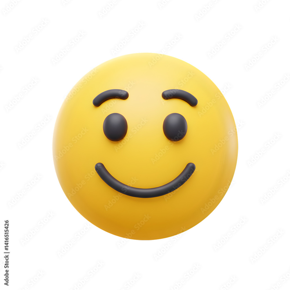 Brightly Cheerful Smiley Face 3D Rendering on White for Digital Platforms Brightly Cheerful Smiley Face 3D Rendering on White for Digital Platforms