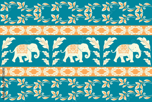 Beautiful Thailand,elephant pattern,floral,thai pattern,seamless,Traditional,ethnic,fabric pattern for textiles,rugs, wallpaper,clothing, sarong,batik,print,background,illustration