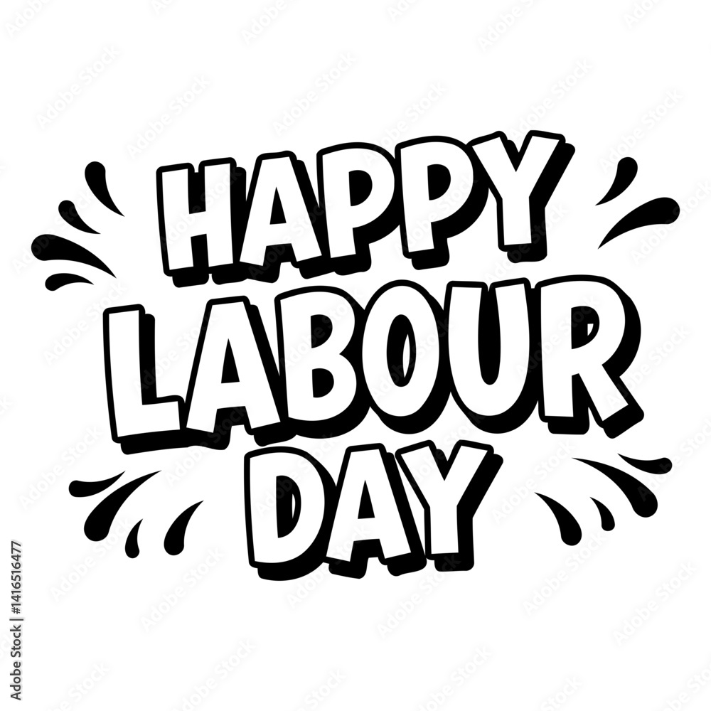 Fototapeta premium Bold, graphic Happy Labour Day design, perfect for social media posts, advertising, or posters. Vectorized for scalability.