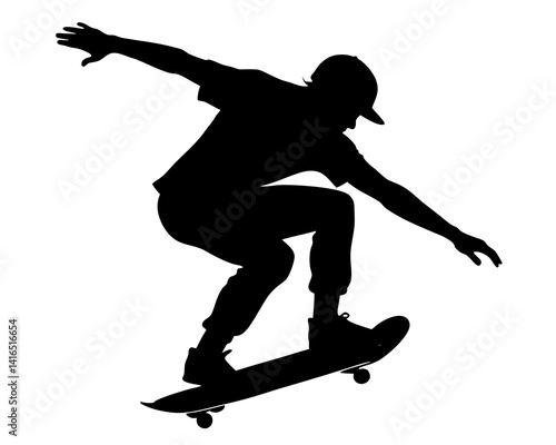 Skateboarding vector silhouette illustration isolated on white background