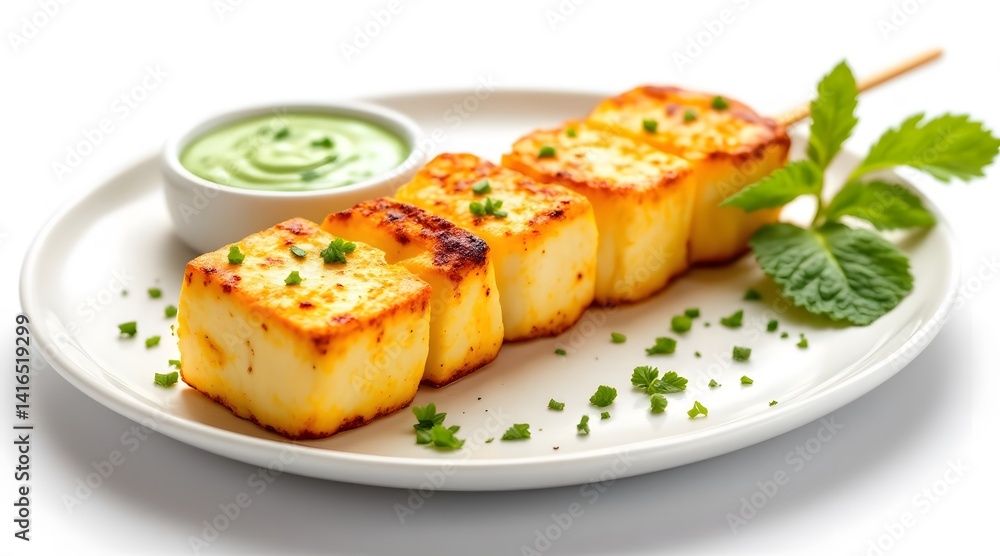 Grilled Paneer Tikka Skewers with Mint Chutney Delicious Indian Recipe Grilled Paneer Tikka Skewers with Mint Chutney Delicious Indian Recipe