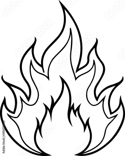 fire and flames outline vector illustration line art
