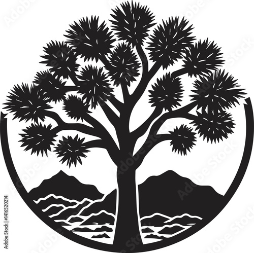 Joshua tree silhouette vector illustration