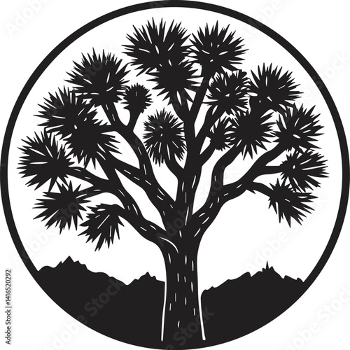 Joshua tree silhouette vector illustration