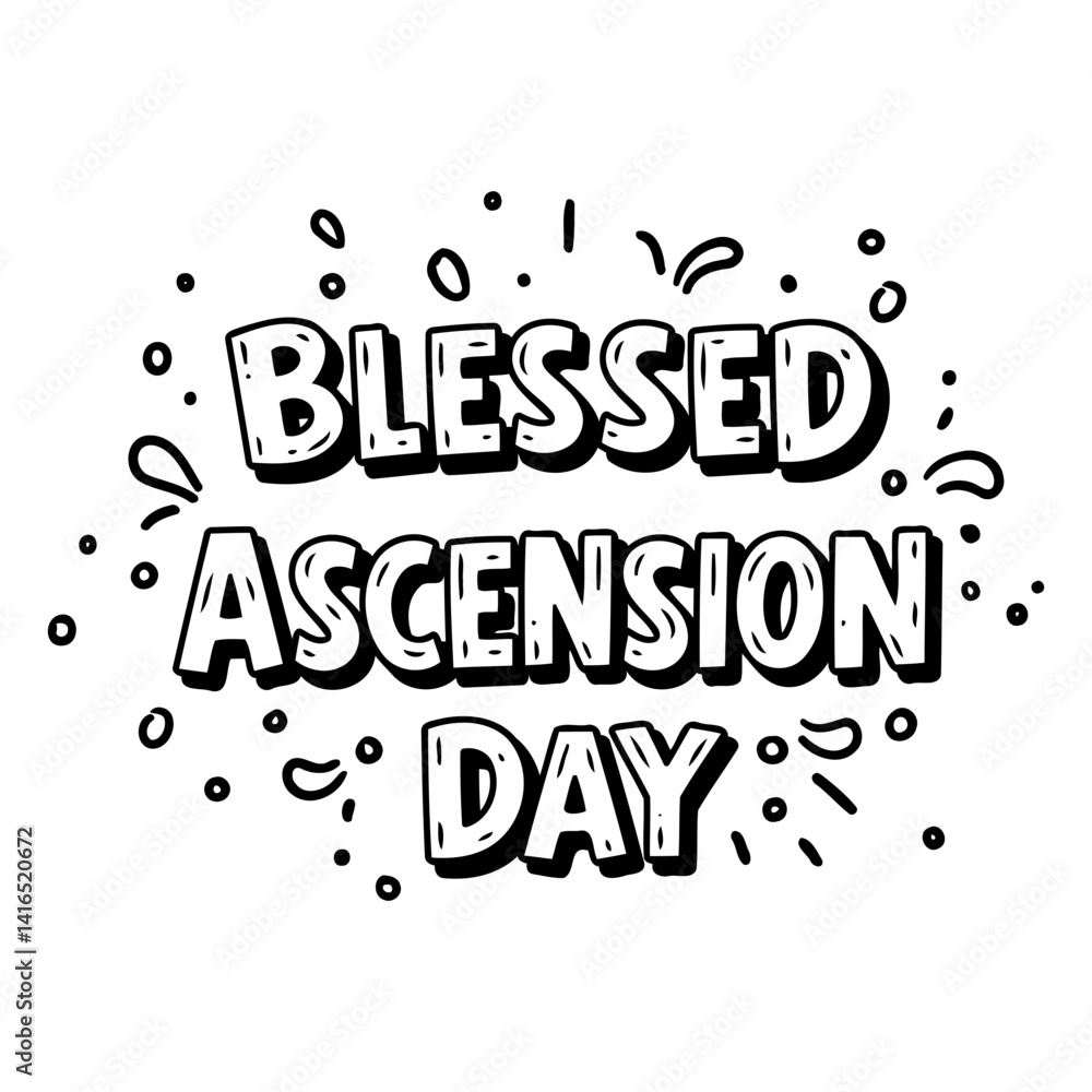 Fototapeta premium Bold, stylized graphic of Blessed Ascension Day perfect for religious or holiday-themed advertising, editorial, or social media posts.