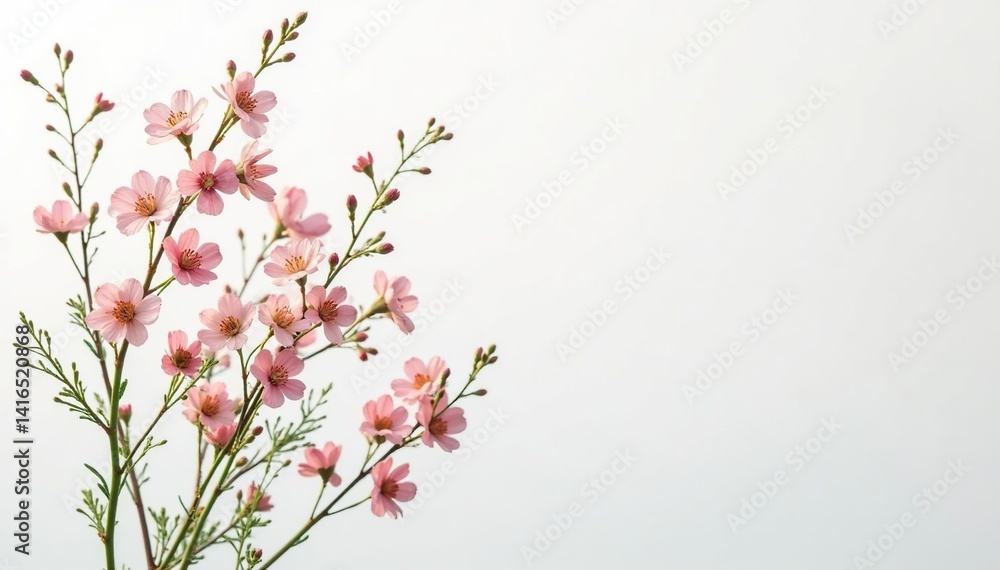 Delicate, small-scale floral sprigs on white background, fresh, pastel, floral pattern Delicate, small-scale floral sprigs on white background, fresh, pastel, floral pattern